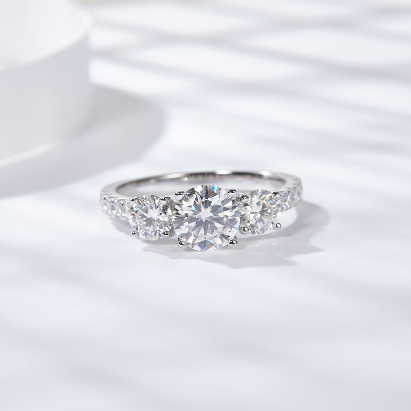 Moissanite Engagement Ring 1 Carat - HTOTOH-Bague en diamant Moissanite avec 3