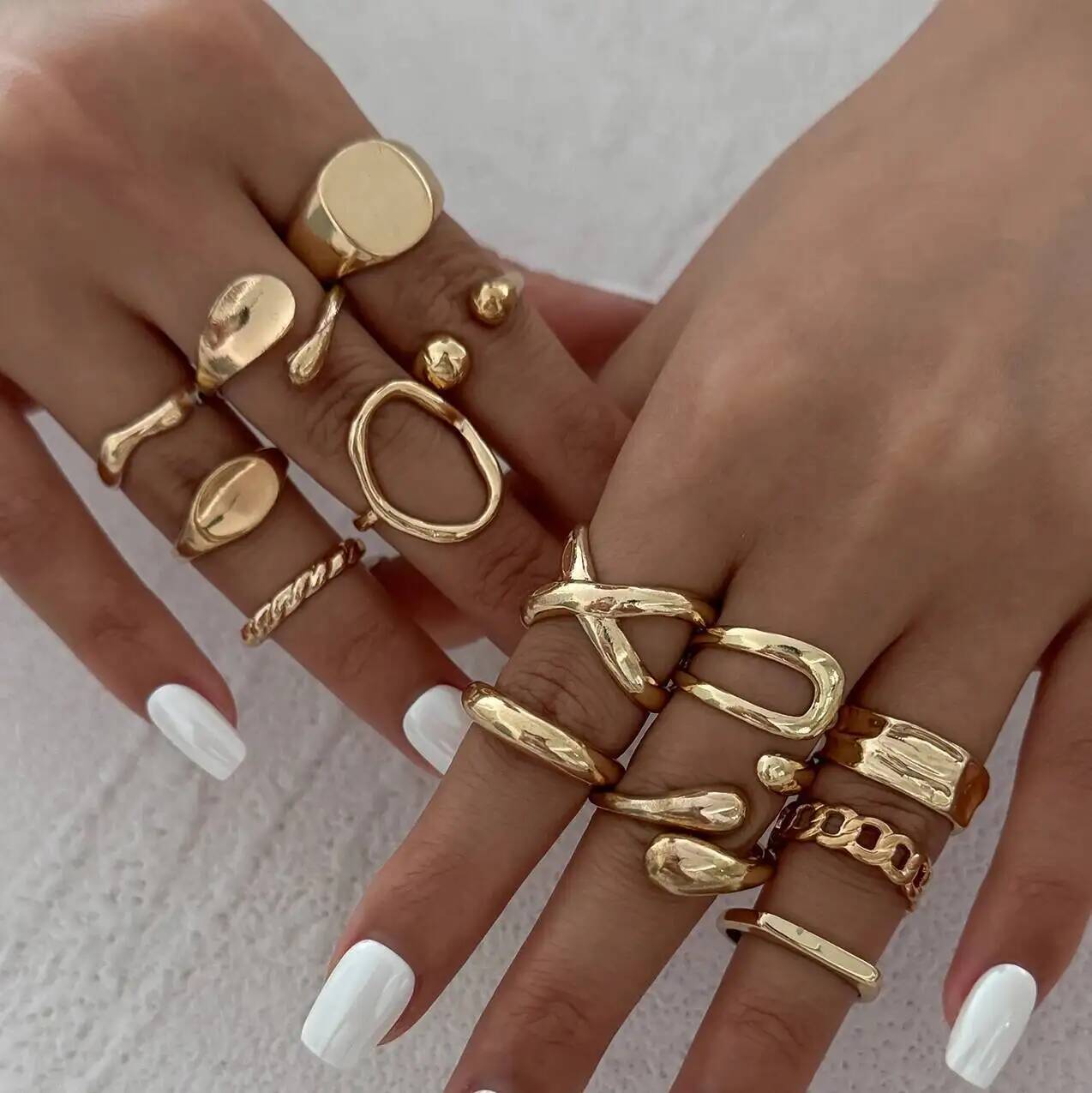 Vintage Punk Knuckle Rings Set - IngeSight.Z 14 pièces/ensemble Hip Hop Punk