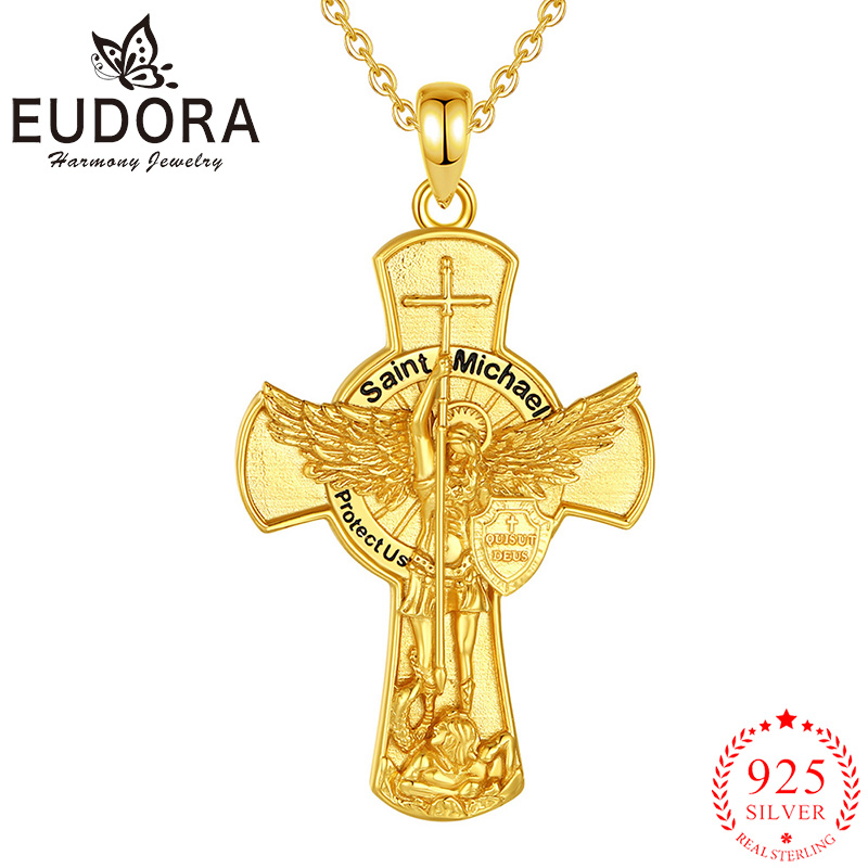 925 Sterling Silver Chain Necklace Men - Eudora St. Michael archange collier 925